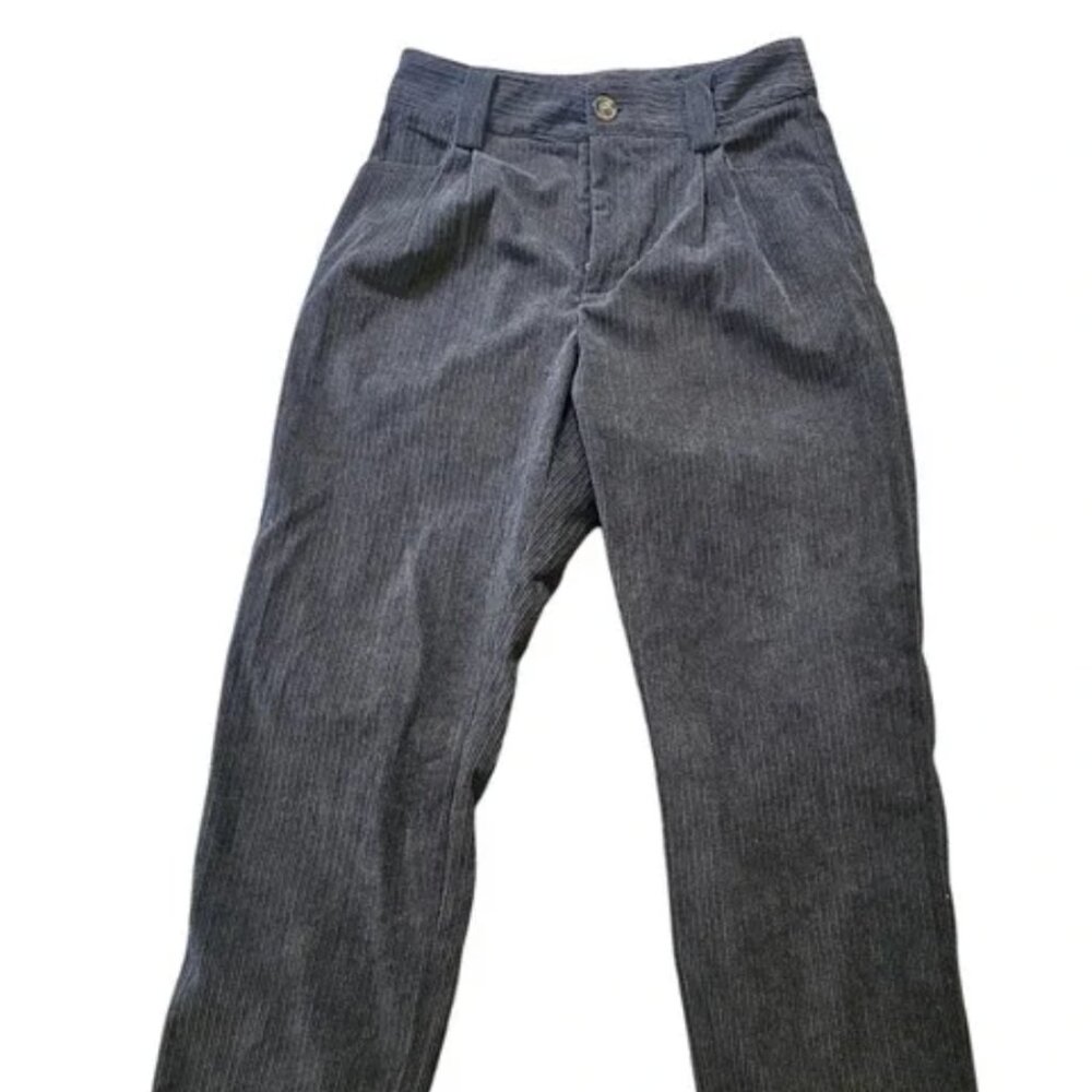 Miou Muse Corduroy Pleated High Waist Cuffed Ankle Gray Size Medium